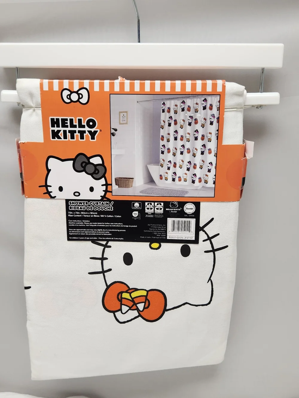 Hello Kitty Halloween Pink & Purple Character Shower Curtain